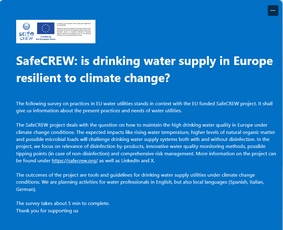 Invitation to survey on climate resilient water supply